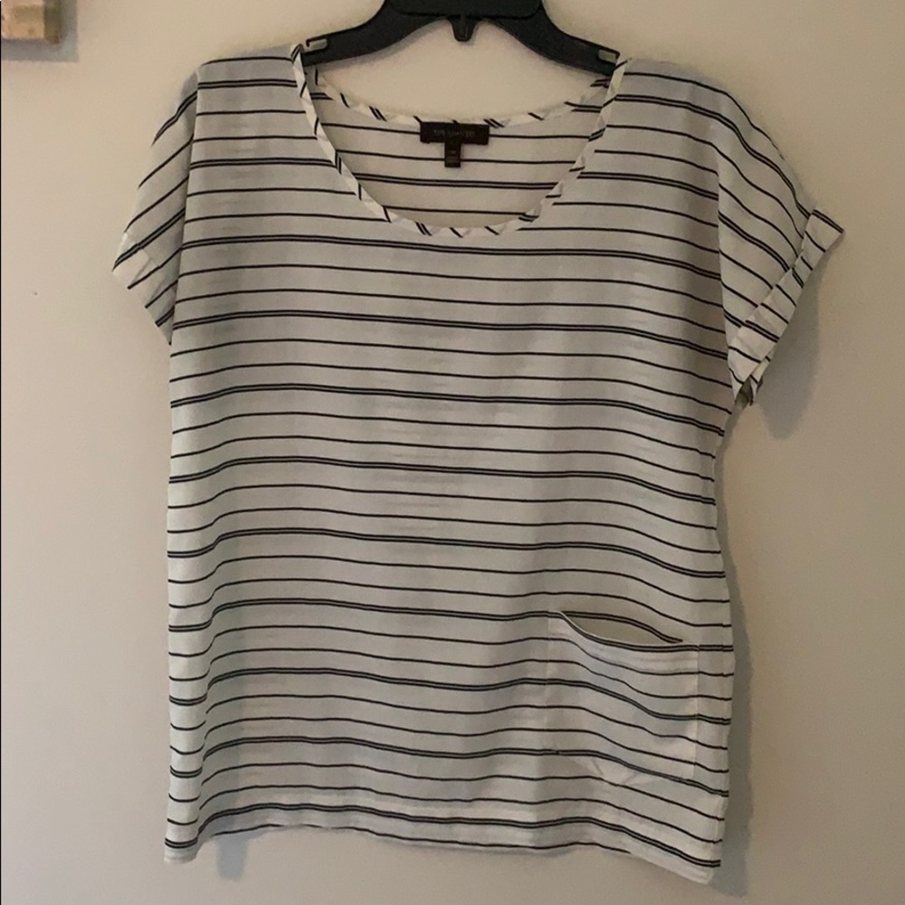 Black and white striped blouse with pocket
